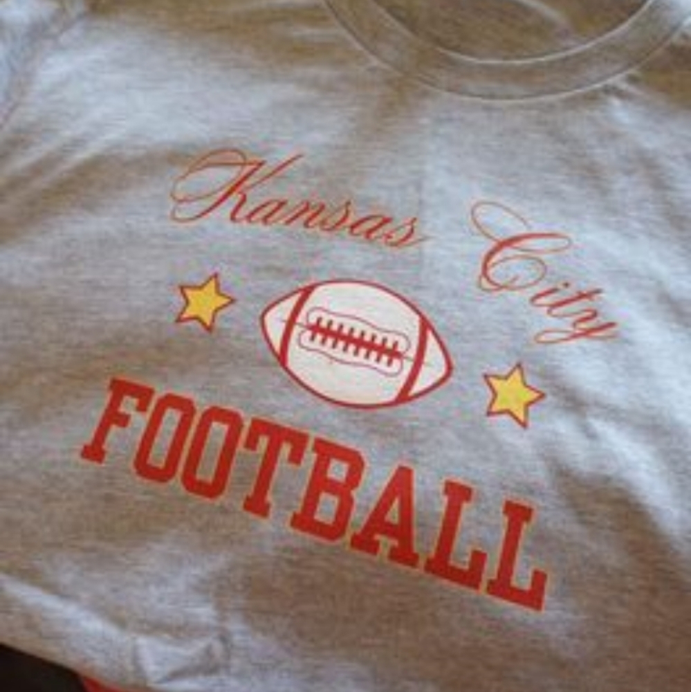Kansas City Football shirt, Bella Canvas brand, heather gray, NEW.